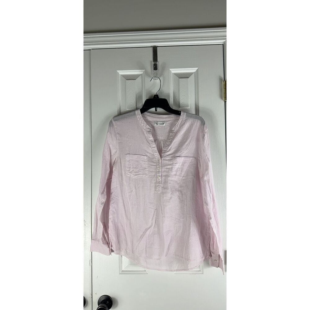 Carve Designs Womens Stripes Pink White Blouse Size Small